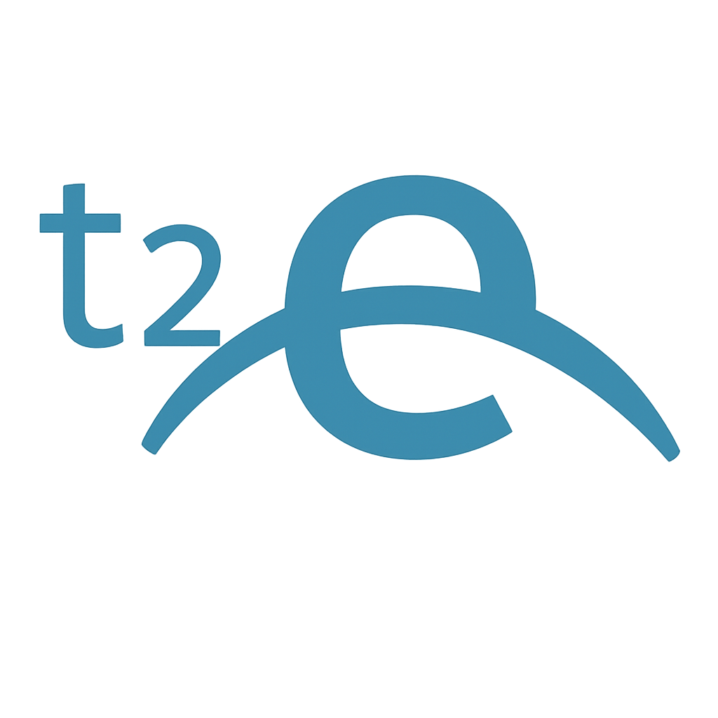 t2e logo blue
